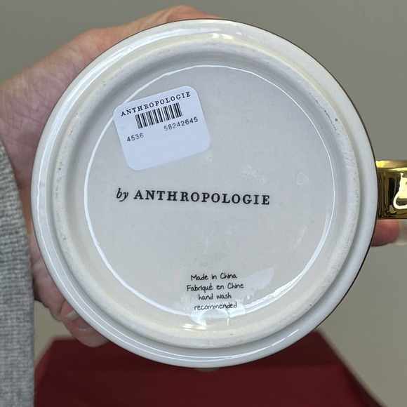 New Anthropologie Giselle Sunny Side Up Gold Handle Coffee Mug - Picture 5 of 5